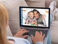 Happy moments, video meeting and communication with family online, modern app for meeting