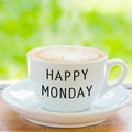 Happy Monday on coffee cup