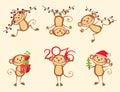 Happy monkey cartoon New Year set Royalty Free Stock Photo