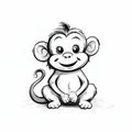 Happy Monkey Cartoon Realism Sketch For Kids