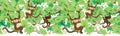 Happy monkeys vector horizontal seamless pattern Royalty Free Stock Photo
