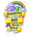 Happy Monsoon Sale Offer promotional and banner