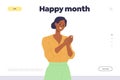 Happy month concept for landing page design template offering support for people mental health