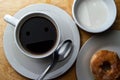 Happy Morning Coffee, Cream and donut Royalty Free Stock Photo