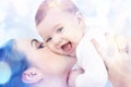 Happy mother with baby in hands Royalty Free Stock Photo