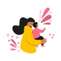 The concept of mother`s Day. Happy mother with a baby in her arms. Vector illustration with women and children. A design element f Royalty Free Stock Photo