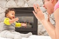 Happy Mother Child Warm Home Royalty Free Stock Photo