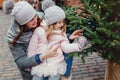 Mother with daughter on winter Christmas market in Toronto Royalty Free Stock Photo