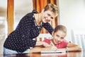 Happy mother, child and portrait in home school for education, studying or teaching math lesson of family together Royalty Free Stock Photo