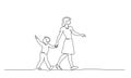 Happy mother and chlid boy walking together Royalty Free Stock Photo