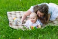 Happy mother and cute baby girl playing outdoor Royalty Free Stock Photo