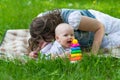 Happy mother and cute baby girl playing outdoor Royalty Free Stock Photo