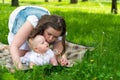 Happy mother and cute baby girl playing outdoor Royalty Free Stock Photo