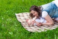 Happy mother and cute baby girl playing outdoor Royalty Free Stock Photo