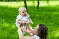 Happy mother and cute baby girl playing outdoor Royalty Free Stock Photo