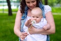 Happy mother and cute baby girl playing outdoor Royalty Free Stock Photo