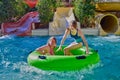 Happy mother and daughter in Aqua Park Royalty Free Stock Photo