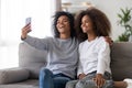 Happy mother and daughter make selfie together Royalty Free Stock Photo