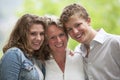 Happy mother with daughter and son Royalty Free Stock Photo