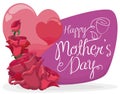 Hearts and Roses for Splendid Mothers in their Day, Vector Illustration