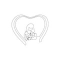 Happy Mother day card. Continuous one line drawing Royalty Free Stock Photo