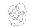 Happy Mother day card. Continuous one line drawing. Royalty Free Stock Photo