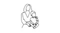 Happy Mother day card. Continuous one line drawing. Woman hold her baby. Vector illustration Royalty Free Stock Photo