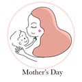 Happy Mother`s Day mom with baby cartoon vector