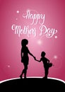 Happy Mother Day, Silhouette Woman With Child, Spring Holiday Greeting Card Banner