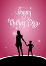Happy Mother Day, Silhouette Woman With Child, Spring Holiday Greeting Card Banner