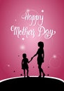 Happy Mother Day, Silhouette Woman With Child, Spring Holiday Greeting Card Banner