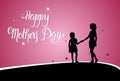 Happy Mother Day, Silhouette Woman With Child, Spring Holiday Greeting Card Banner