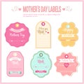 Happy Mother Day, Spring Holiday Greeting Card Sticker Set