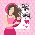 Happy Mother Day, Woman Hold Infant Spring Holiday Greeting Card Banner