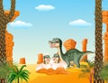 Happy Mother dinosaur with baby hatching Royalty Free Stock Photo