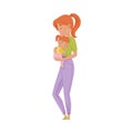 Happy Mother Embracing Tenderly Her Baby Vector Illustration