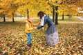 Happy mother and her son child boy playing outdoors Royalty Free Stock Photo