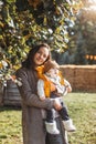 Happy mother and her son on nature smiling, play and embracing. Love and tenderness. International hugging day Royalty Free Stock Photo