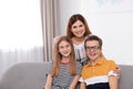 Happy mother with her teenager daughter and son Royalty Free Stock Photo