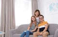 Happy mother with her teenager daughter and son Royalty Free Stock Photo