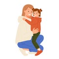 Happy mother hugging cute smiling child. Family, girl kid and mom cuddling, embracing with love Royalty Free Stock Photo