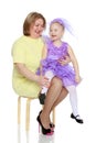 A happy mother hugs her beloved daughter. Royalty Free Stock Photo