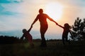 Happy mother with kids play in nature Royalty Free Stock Photo