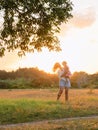 Happy mother play with her baby girl in outdoor Royalty Free Stock Photo