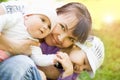 Happy mother playing with two little children Royalty Free Stock Photo