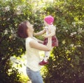 Happy mother plays with child in the summer Royalty Free Stock Photo