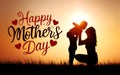 The Beautiful happy mothers day for woman and child love Silhouette, Happy Mother\'s Day.