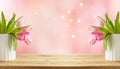 Happy Mother`s day background with beautiful tulip flowers  on wooden table Royalty Free Stock Photo