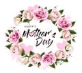 Happy Mother`s Day background with beauty flowers and hearts Royalty Free Stock Photo