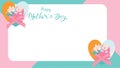 Happy mother`s day banner. Mum laughing, smiling, holding and hugging her baby with forming of heart shape or love symbol. Royalty Free Stock Photo